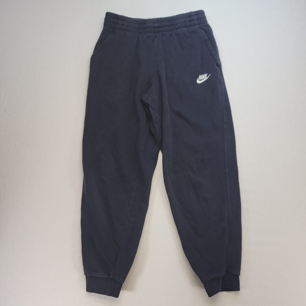 Nike Joggers Kids XL Black Sportswear Fleece Sweatpants Embroidered Logo